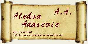 Aleksa Adašević vizit kartica